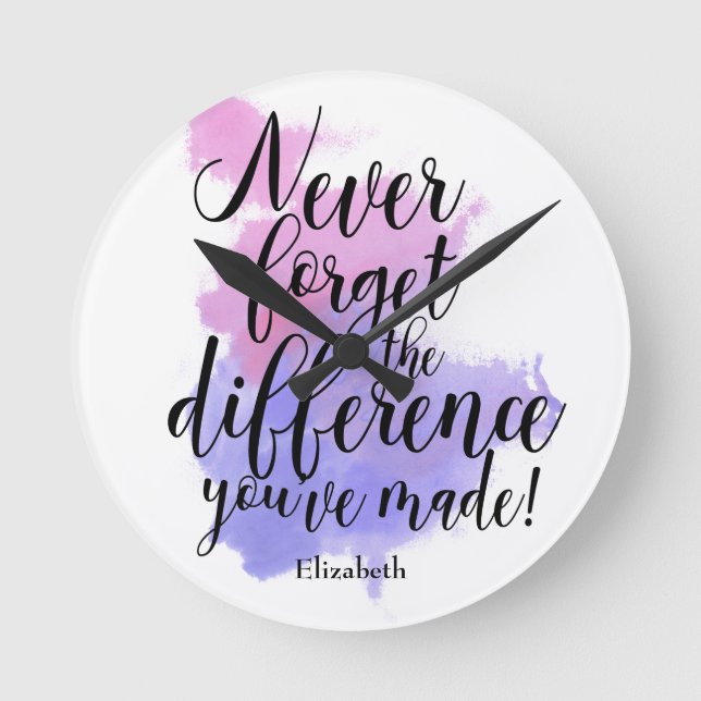 Retirement Never Forget The Difference You Made Round Clock (Front)