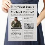 Retirement Newspaper Sign Gift Military  Letterhead<br><div class="desc">Celebrate the retirement of your patriot with this newspaper template. Edit the template details with your retiree's highlights. Perfect for veterans of the Army, Marine Corps, Navy, Air Force, Coast Guard, Police, Fire, EMT of first responders. Print and handout to your retirement party guests. Frame in 8.5" x 11" frame...</div>