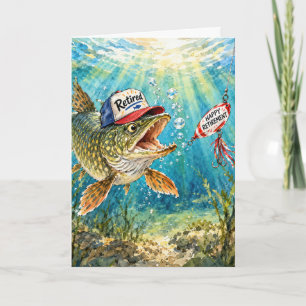 Retirement Northern Pike Wearing a Cap Card