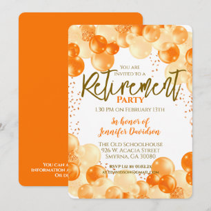 Retirement Orange Balloon Invitation