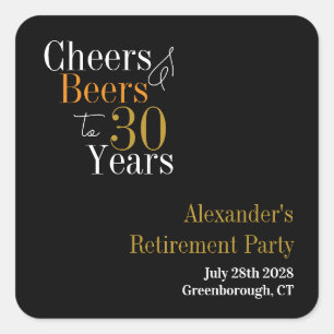 Retirement Party 30 Years Cheers and Beers Square Sticker