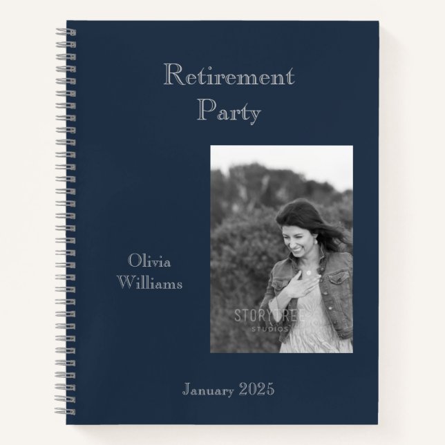Retirement Party Add Photo Choose Colour Notebook (Front)