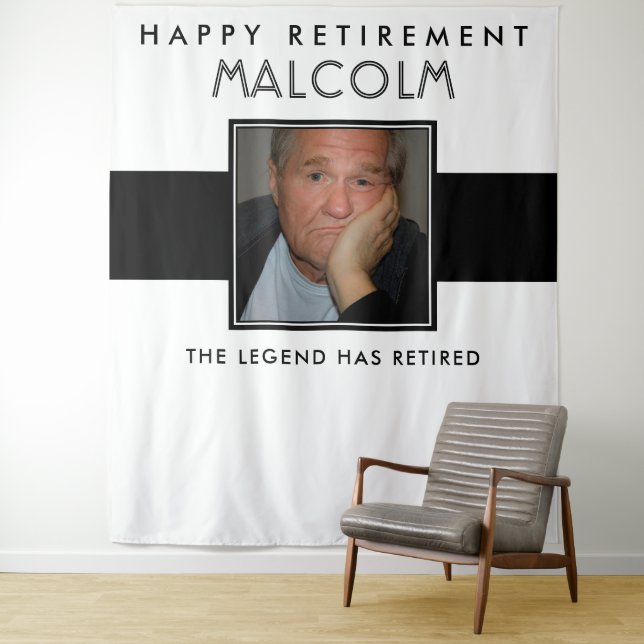 Retirement party backdrop banner tapestry (In Situ)