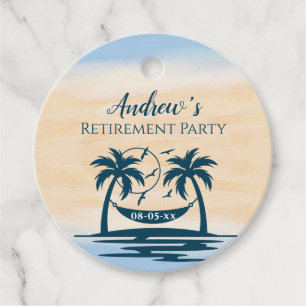 Retirement Party Beach Palm Trees Favour Tags