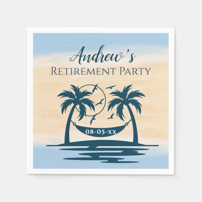 Retirement Party Beach Palm Trees  Napkin (Front)