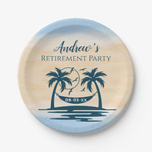 Retirement Party Beach Palm Trees  Paper Plate