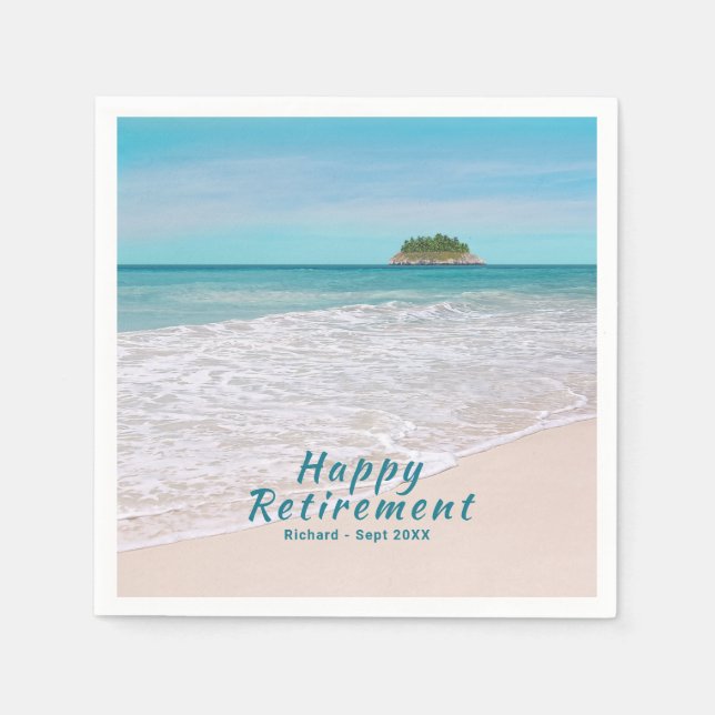Retirement Party Beach Scene Paper Napkin (Front)
