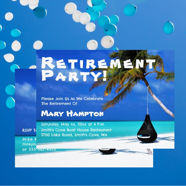 Retirement Party Beach Theme With Name Invitation (Retirement Party Beach Theme Invitation)