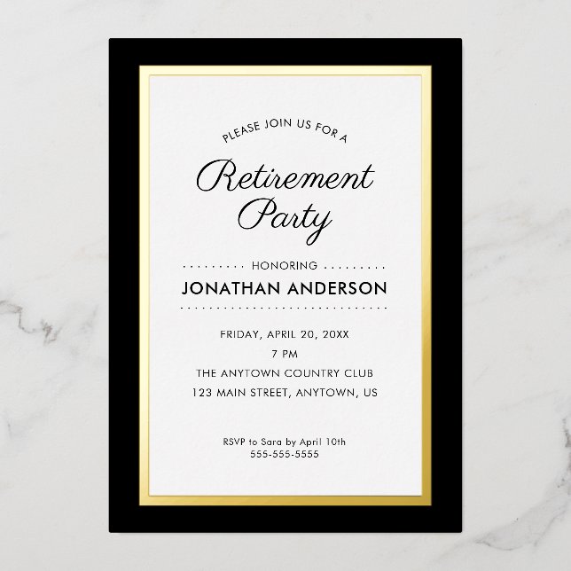 Retirement Party Black and Gold  (Front)