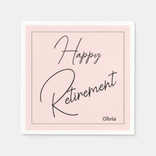 Retirement Party Black And Pale Pink Minimalist Napkin