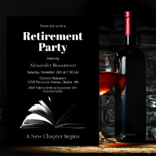 Retirement Party Black and White New Chapter Invitation