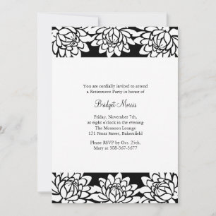 Retirement Party Black Modern and Floral Invite