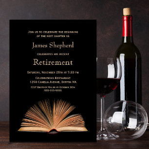 Retirement Party Black Next Chapter Invitation