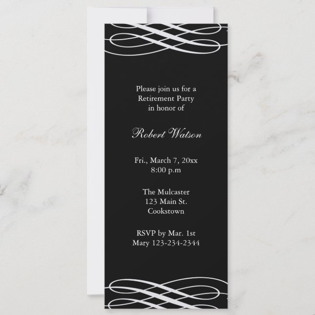 Retirement Party Black with Ribbons Invitation (Front)