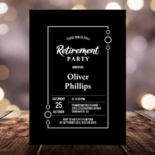 Retirement Party Black with White Frame Party Invitation