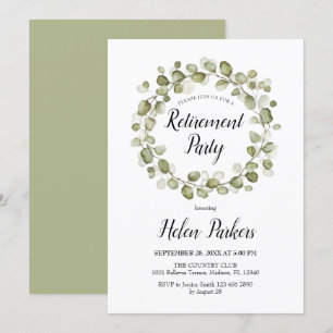 Retirement Party Botanical Foliage Wreath Invitation