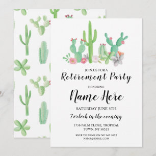 Retirement Party Cactus Watercolor Print Invite