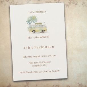 Retirement Party Camper Van Watercolor Invitation