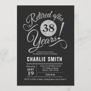 Retirement Party - Chalkboard Black Silver Invitation