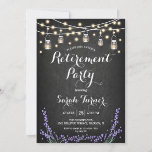 Retirement Party - Chalkboard Lavender, Lights Invitation
