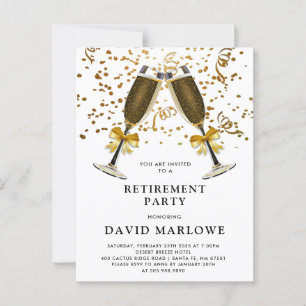 Retirement Party Champagne Gold Glitter Confetti Postcard