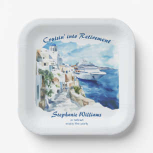 Retirement Party Cruising Destination Greece Paper Plate