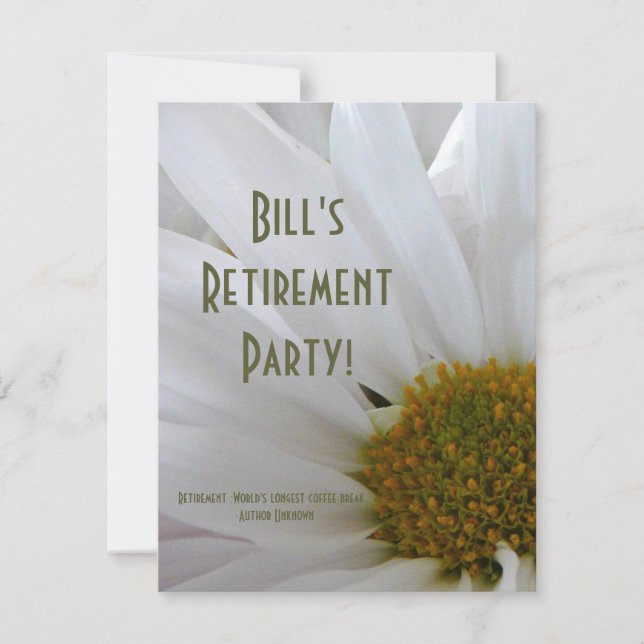 Retirement Party-Daisy+Humour Quote Invitation (Front)