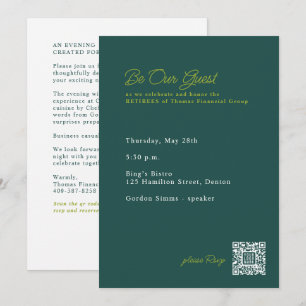 Retirement Party Dinner with QR code Invitation