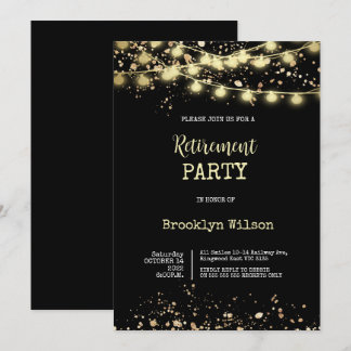 Retirement Party Elegant Black and Gold Invitation