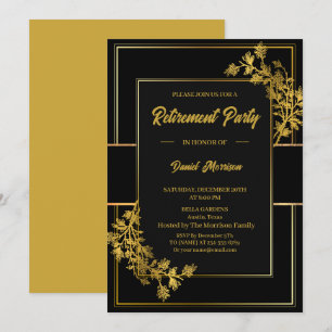 Retirement Party Elegant Black Gold 2026 Invitation