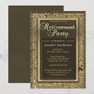 Retirement Party   Elegant Golden Office Directory Invitation