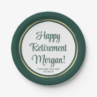 Retirement Party Elegant Green and Gold Bordered