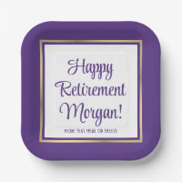 Retirement Party Elegant Purple and Gold Square