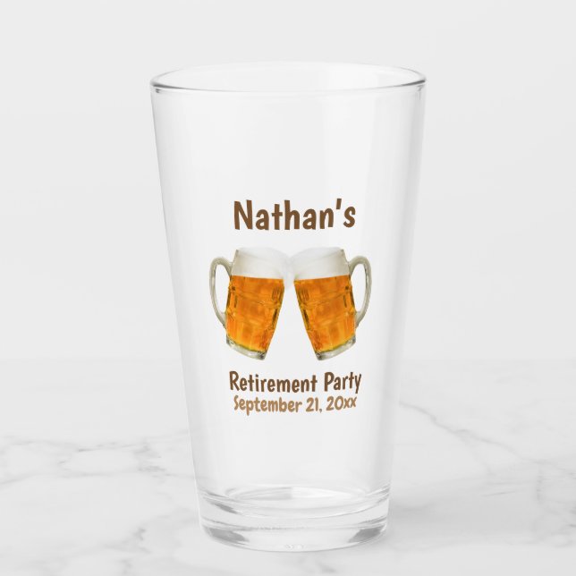 Retirement Party Favour Beer Cheers Custom Glass (Front)