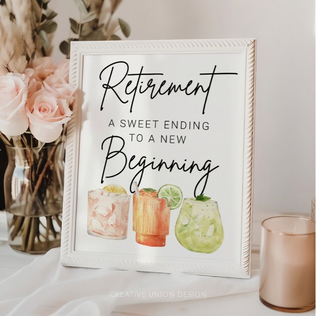 Retirement Party Favour Sign, New Beginning Poster (Retirement)