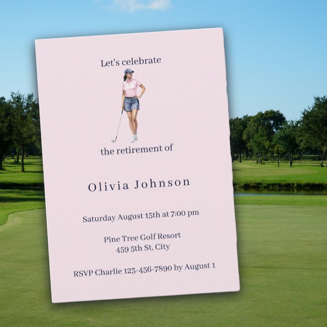 Retirement Party Female Golfer Watercolor Invitation (Creator Uploaded)