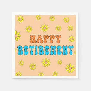 Retirement Party Floral Groovy Custom Text Napkin