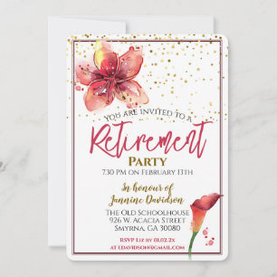 Retirement Party Floral Lily Invitation