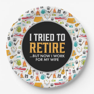 Retirement Party for Camping lovers Paper Plate