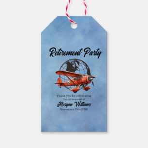 Retirement Party Globe Travel Plane Places  Gift Tags