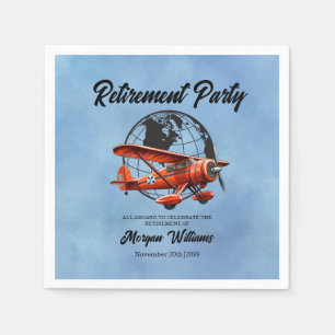 Retirement Party Globe Travel Plane Places  Napkin