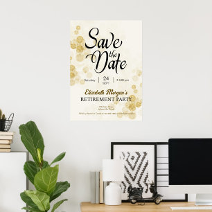 Retirement Party Gold Confetti Save the Date Poster