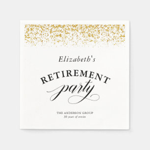 Retirement Party Gold Glitter Elegant Script Napkin