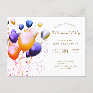 Retirement Party Gold Rose And Gold Announcement Postcard