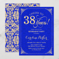 Retirement Party - Gold Royal Blue Damask