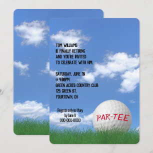 Retirement Party Golf Ball in Grass Invitation