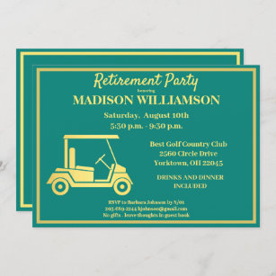 Retirement Party Golf Green & Gold     Invitation