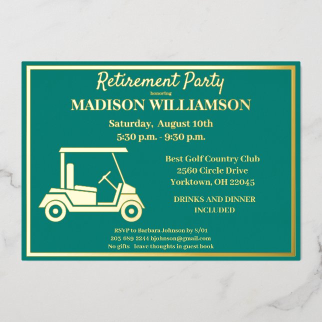 Retirement Party Golf Real Gold  (Front)