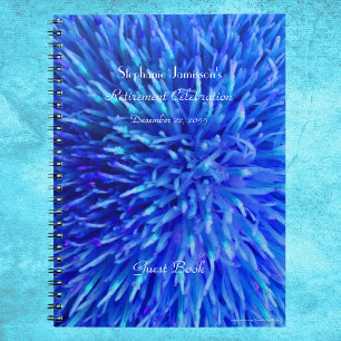 Retirement Party Guest Book, Blue Abstract Floral Notebook