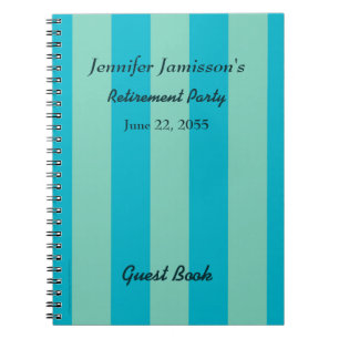 Retirement Party Guest Book Blue/Green Stripe